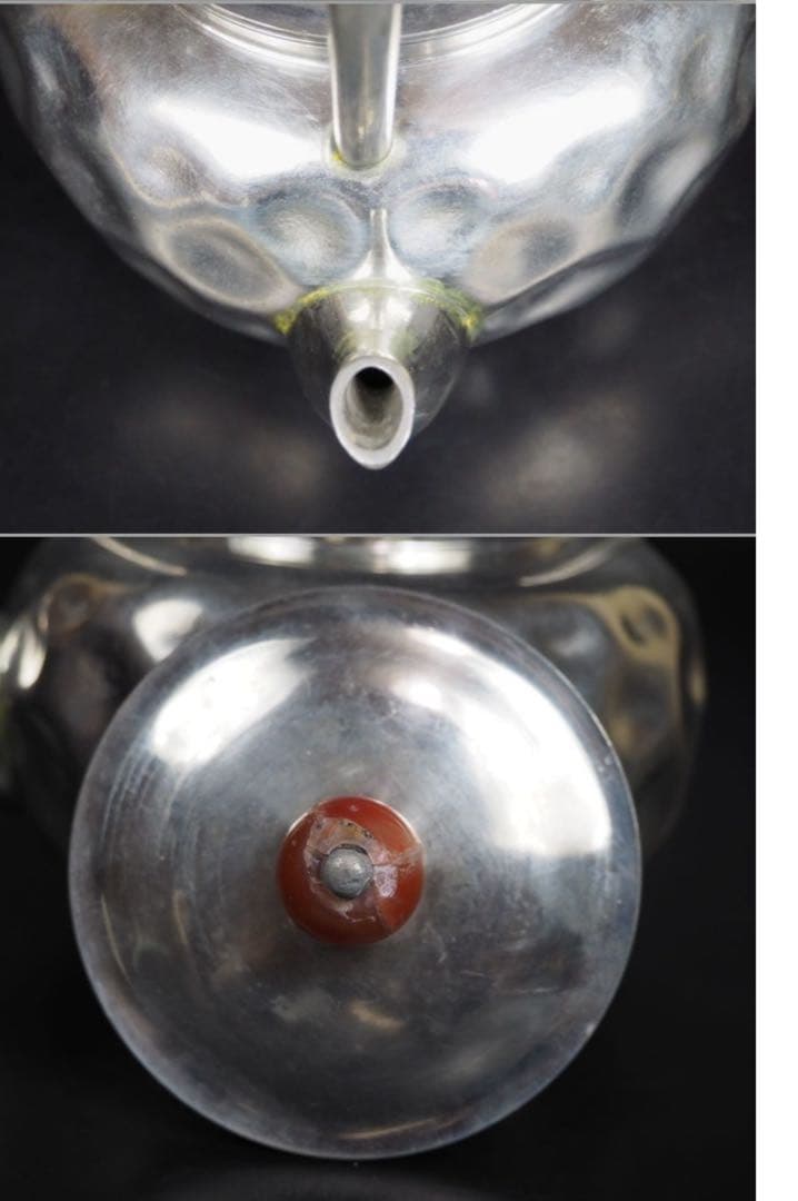 送料無料　明治～大正　錫製湯沸　『躍』在銘　共箱　茶道具