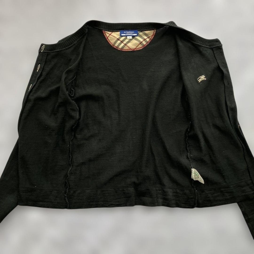 BURBERRY BLUE LABEL ブラックカーディガン 38 ノバチェック