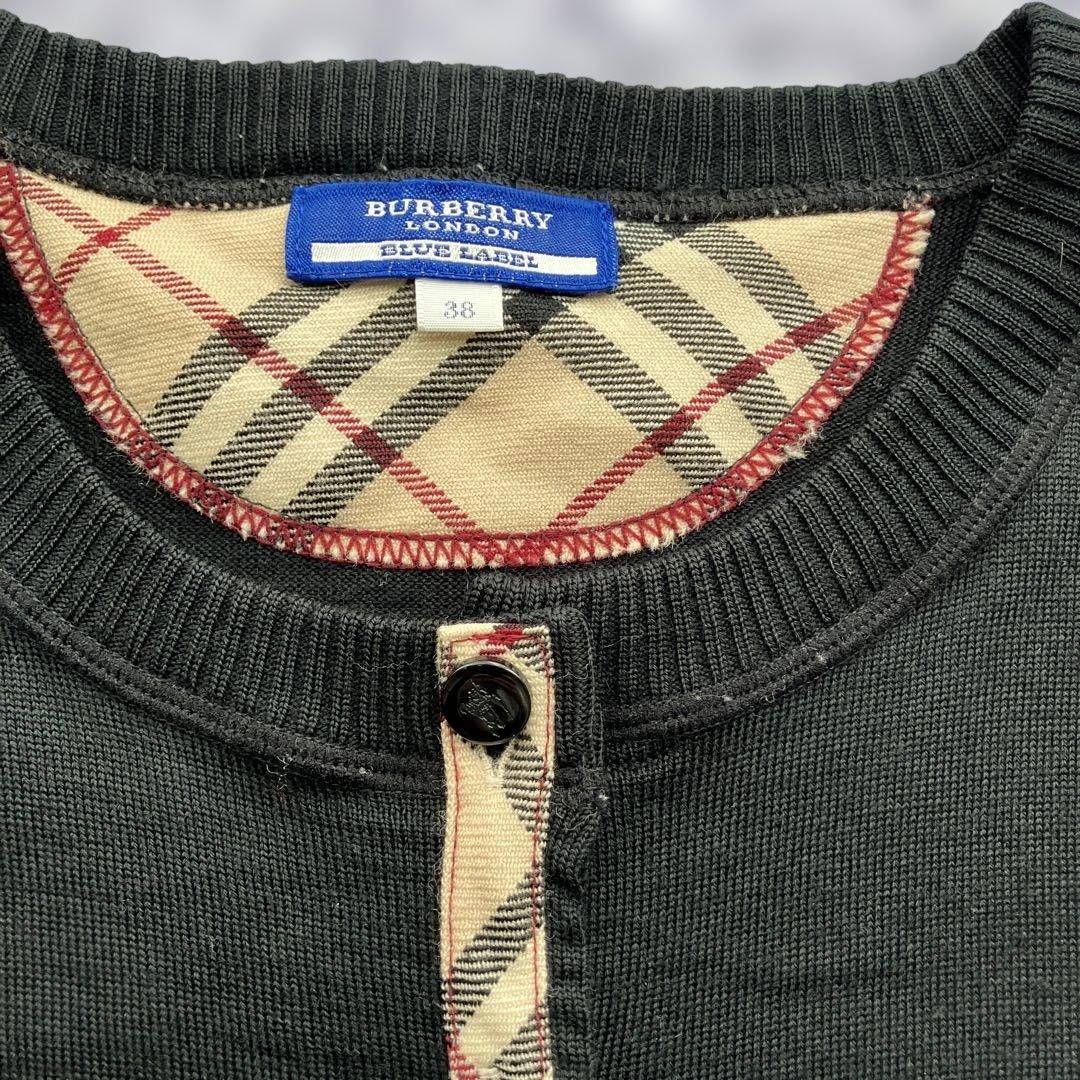 BURBERRY BLUE LABEL ブラックカーディガン 38 ノバチェック