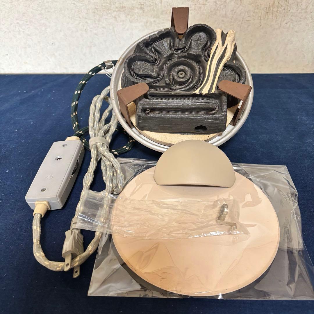 風炉/茶釜/電熱器/唐銅面取風炉/竹地紋筒釜/野々田電熱器/敷板/前瓦/底瓦