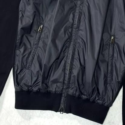 美品 ヘルノ ハイブリッドナイロンジャケット ニット切替 紺 46 tt1