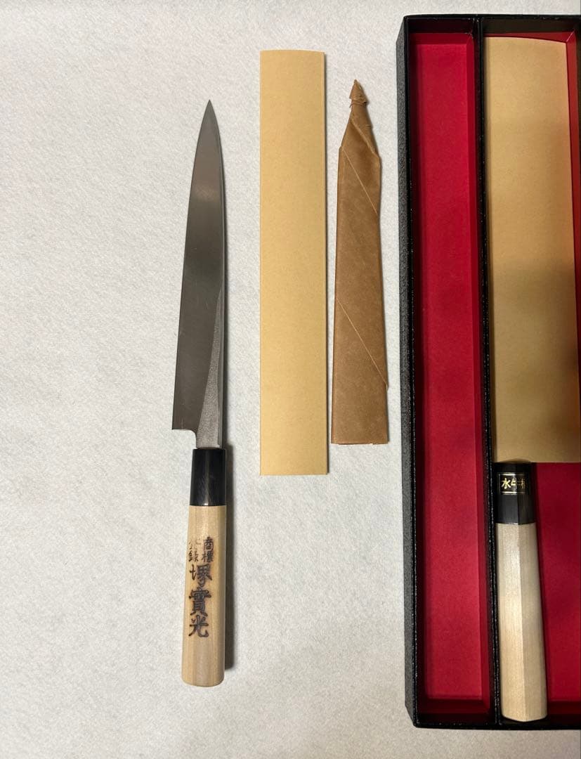 實光 水牛柄 和包丁 三本揃 刺身包丁 三徳包丁 出刃包丁 高級 御料理包丁