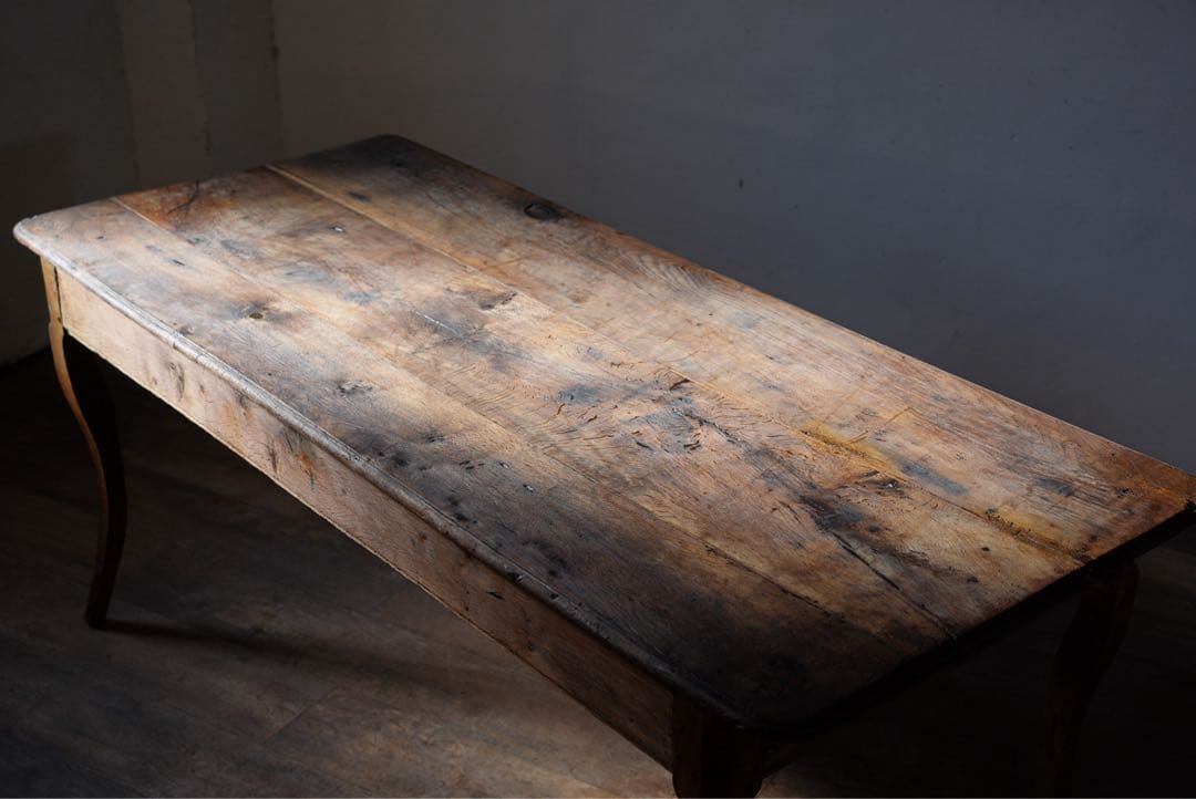 アンティーク　フランス　テーブル　ダイニングテーブル　オーク　什器　古木