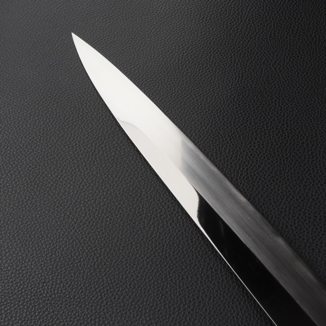 10994フグ引 柳刃包丁 尺寸 鏡面仕上げ 刃は究極の切れ味 黒檀黒水牛八角柄