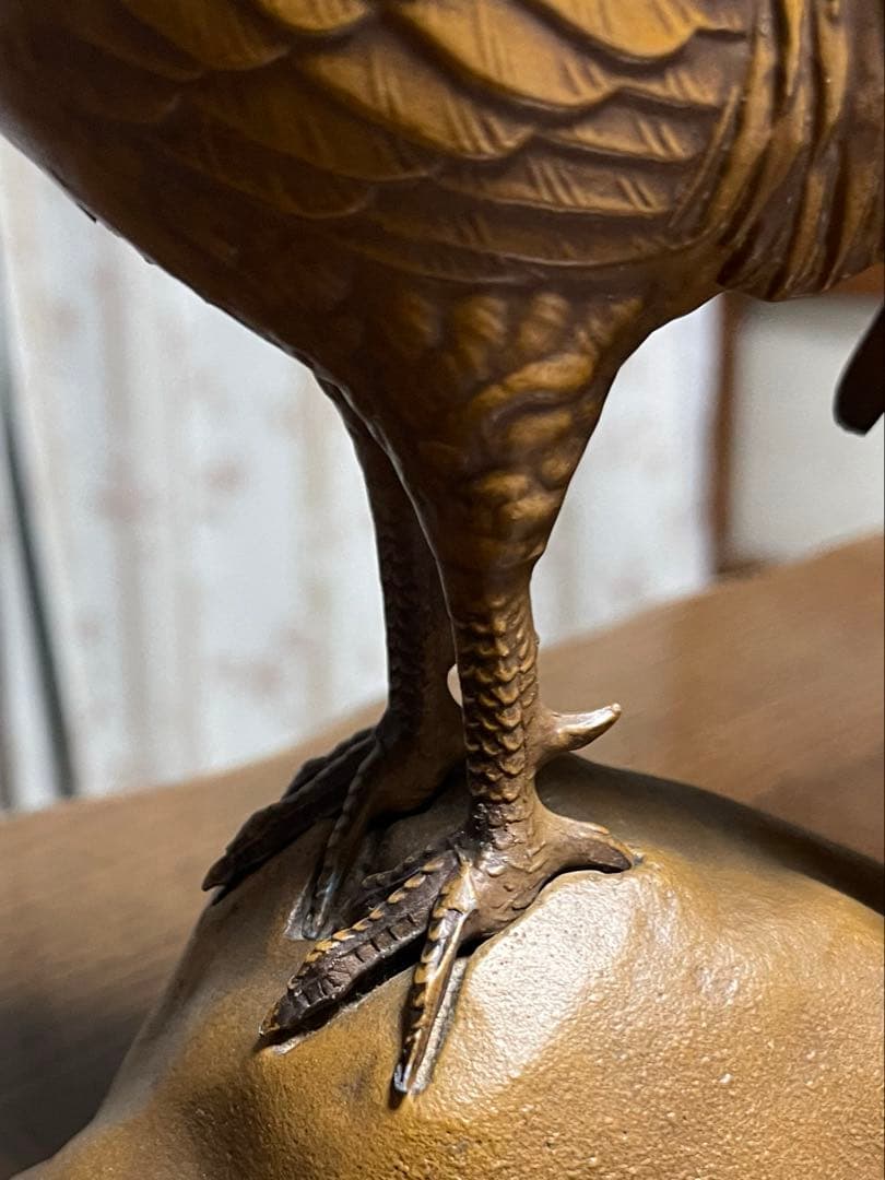 アンティーク　金属製　鶏置物