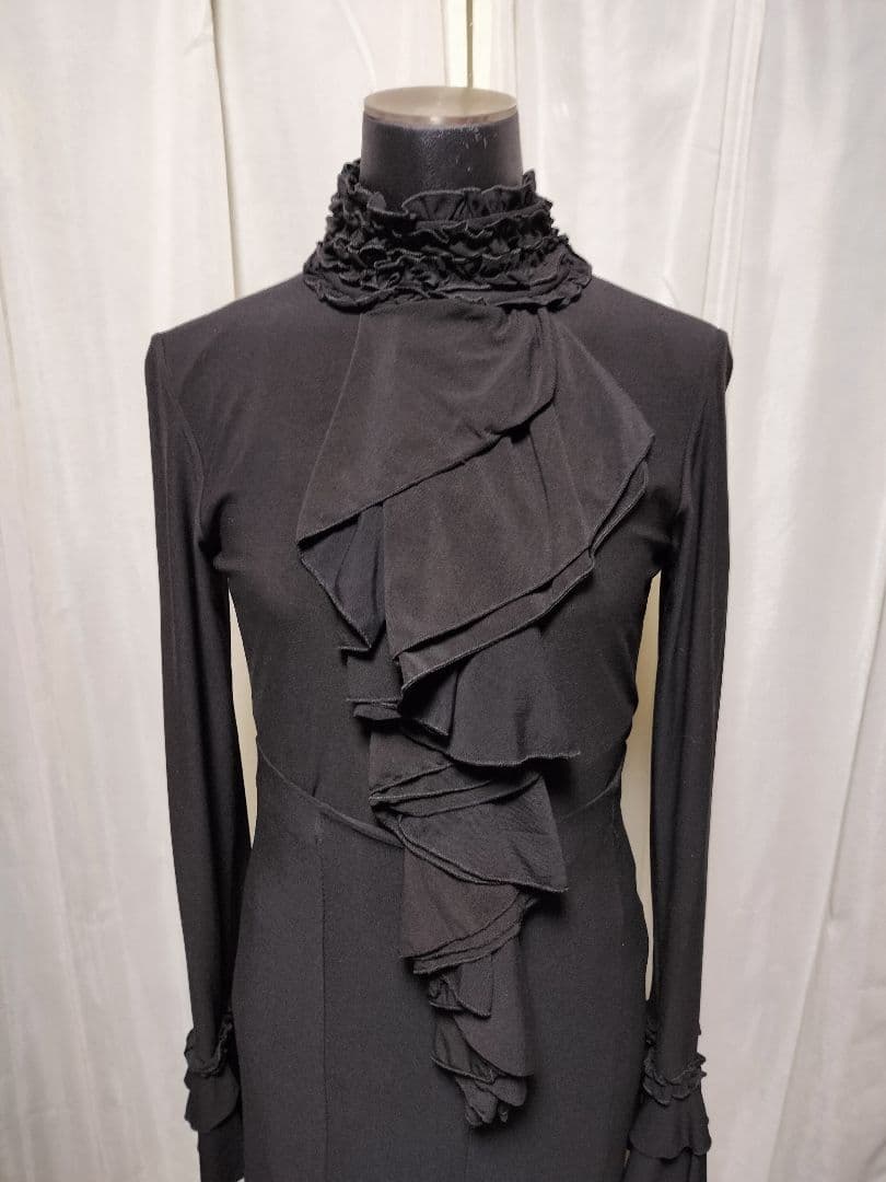 【丈長め】フラメンコ用ブラックセットアップ4段フリル