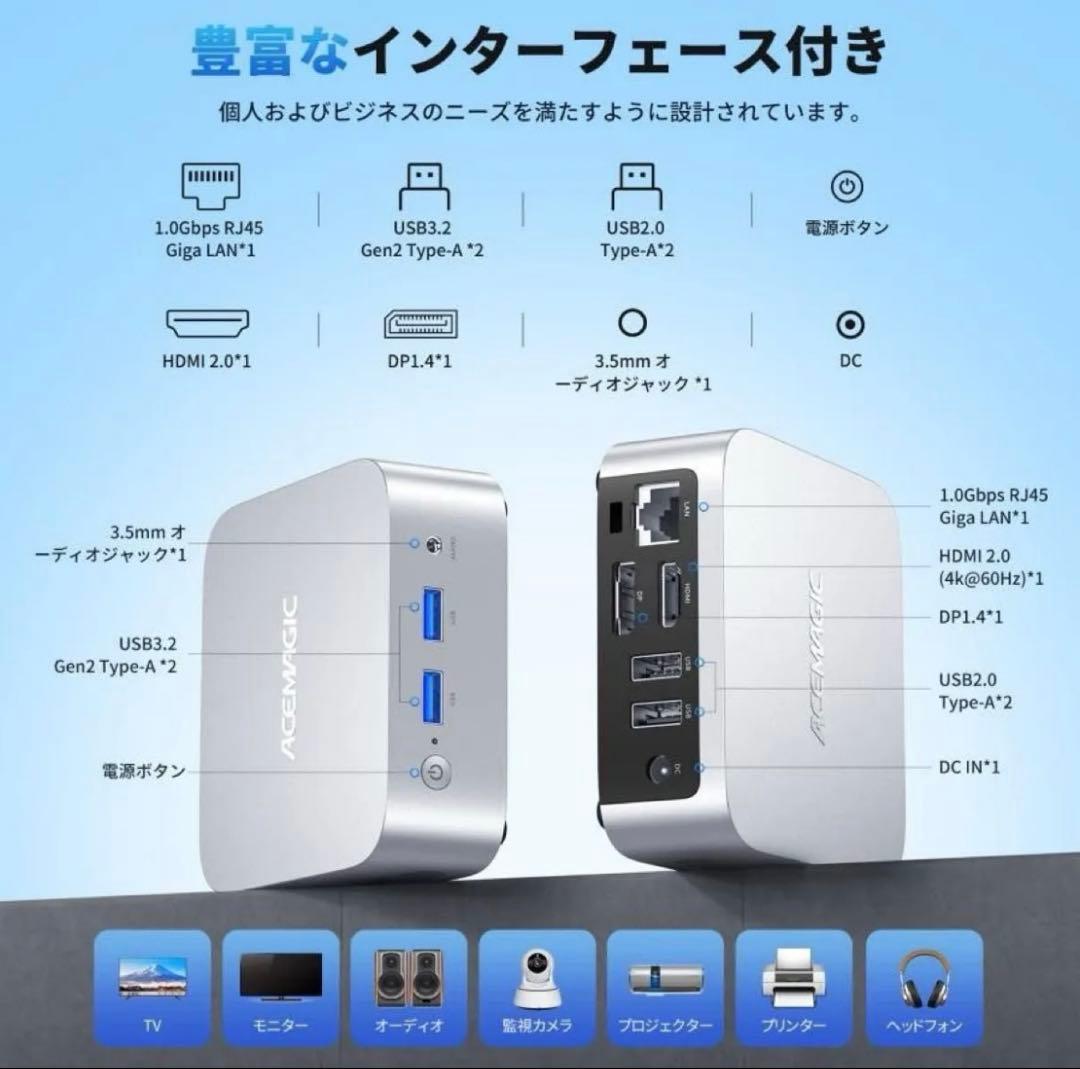 ミニPC N150 メモリ16GB 512GB SSD Windows11 銀