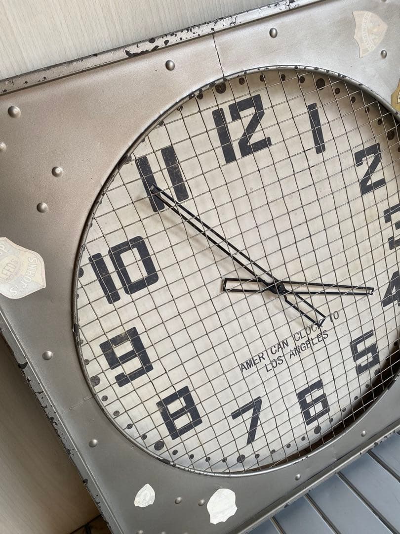 掛時計　ヴィンテージ　特大掛時計　鉄製　メッシュ