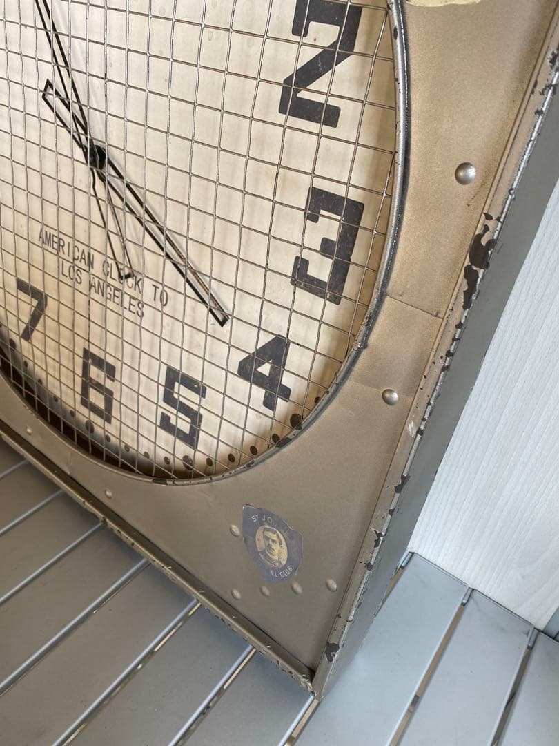 掛時計　ヴィンテージ　特大掛時計　鉄製　メッシュ