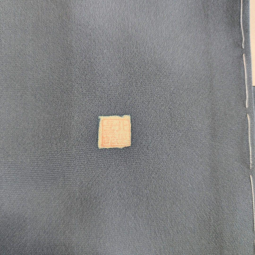 訪問着　フルセット　着物　正絹　落款　山　Sサイズ　青　金彩　しつけ糸　F9