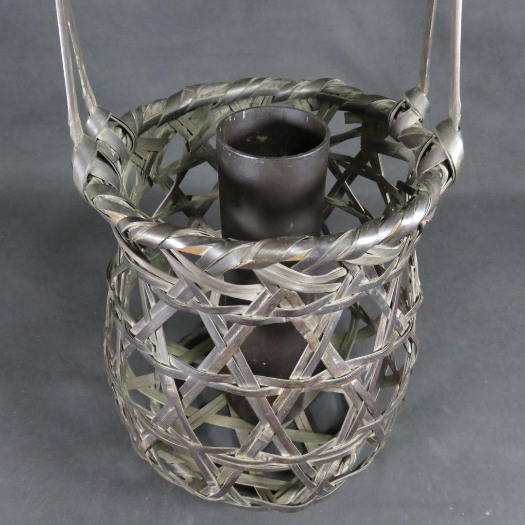 大原篭 かご 花入 竹編み 茶道具 茶の湯 竹篭 黒