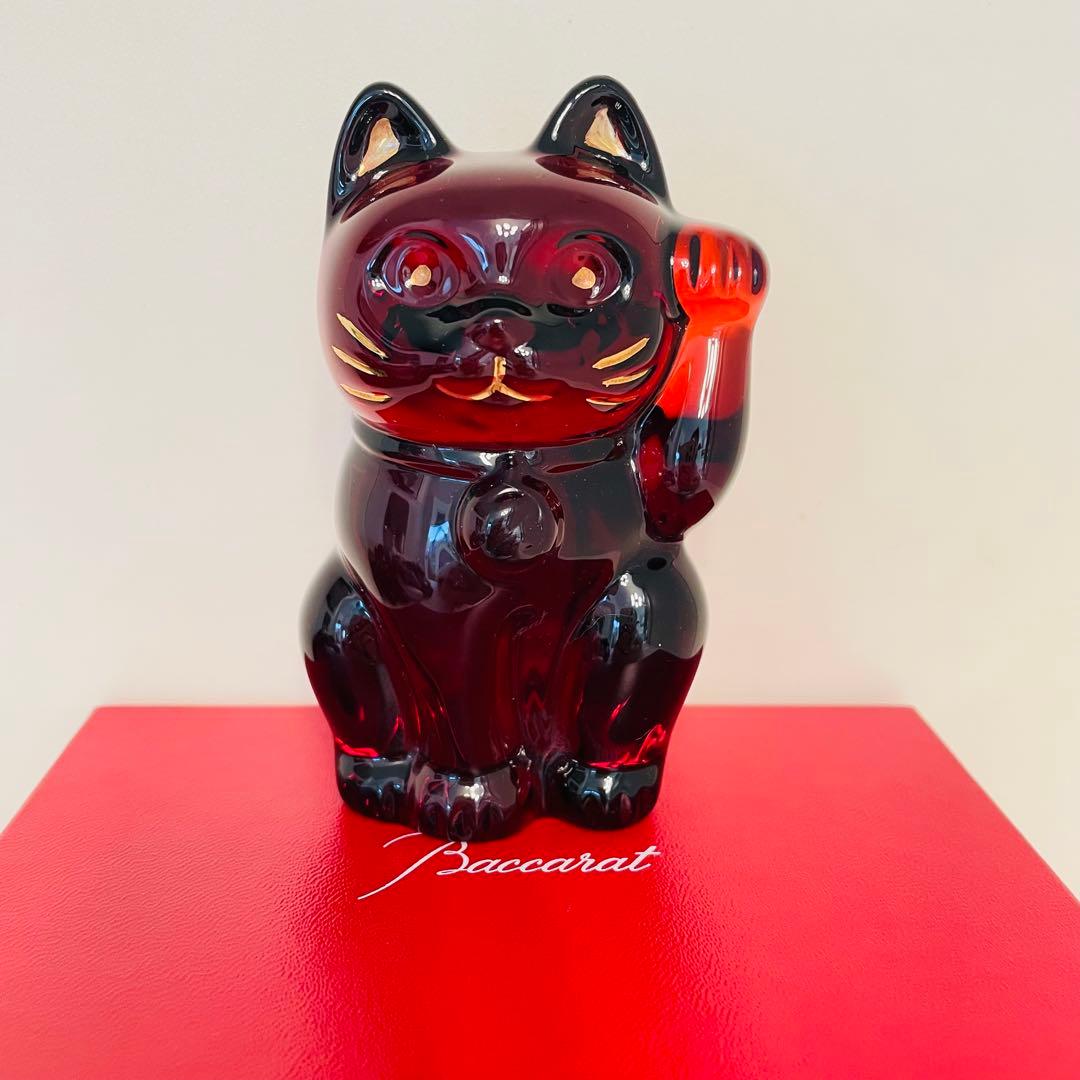 Baccarat（バカラ）まねき猫 レッド 約10.5cm