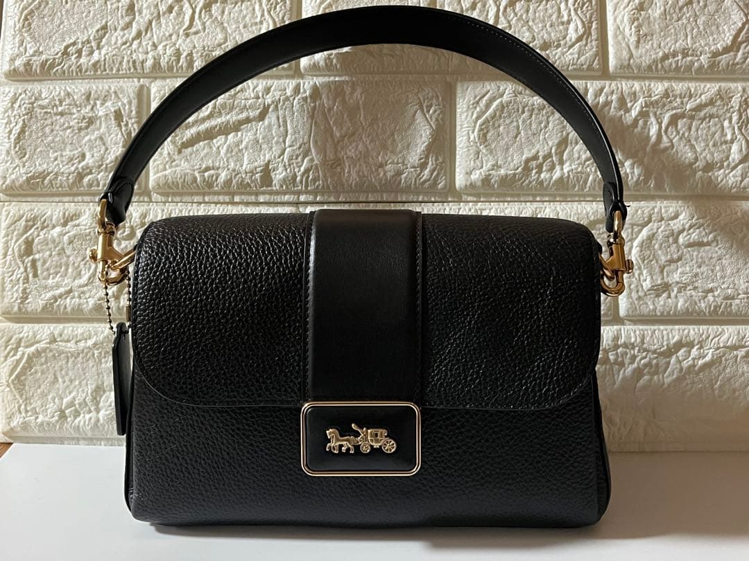 極美品✨COACH ブラックレザー 2wayショルダーバッグ　斜め掛け・肩掛け