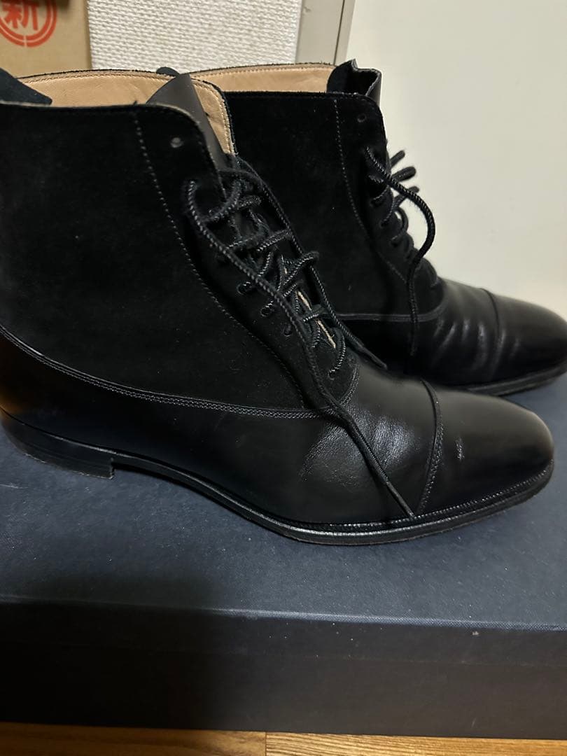 Crockett&Jones 黒 レザー スエード ブーツ