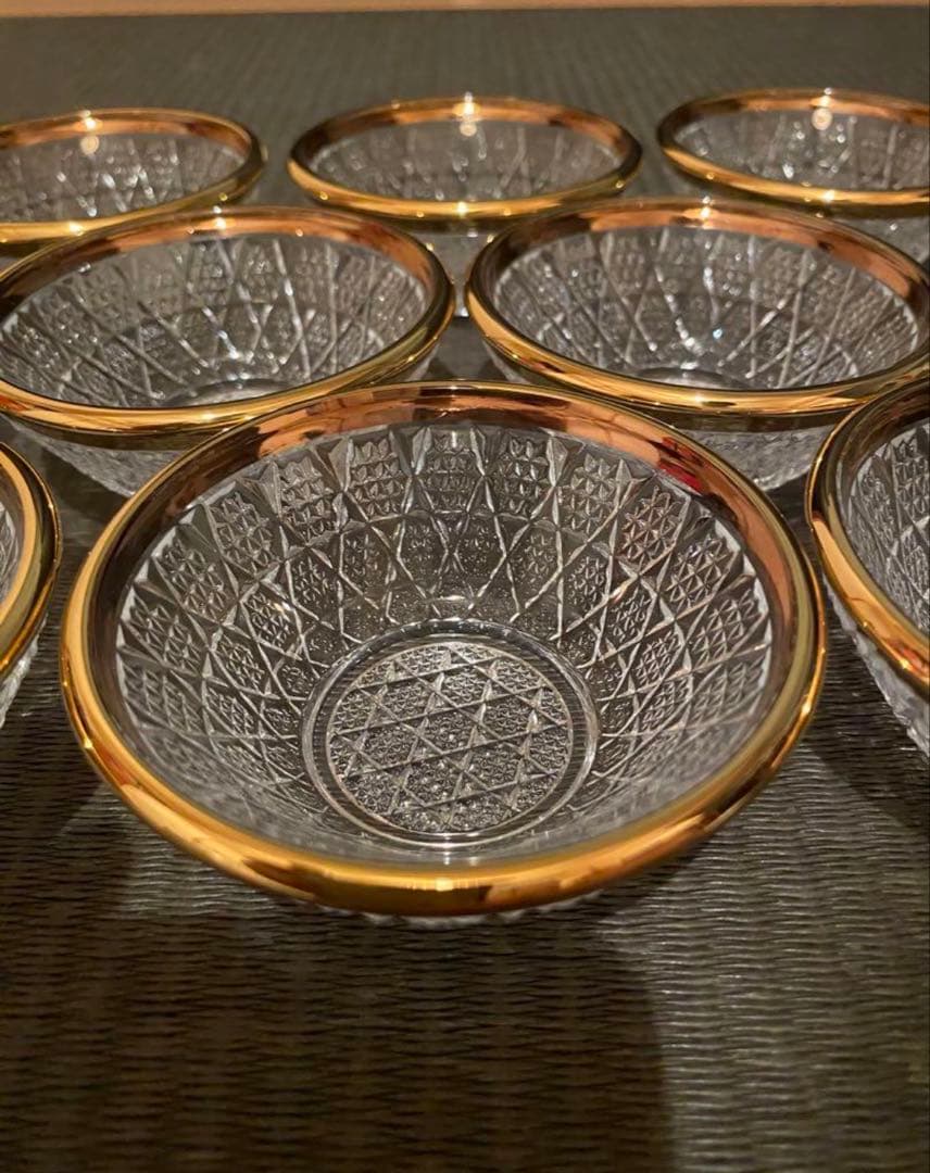 珍味入れ　金付切子柄珍味入れ10客