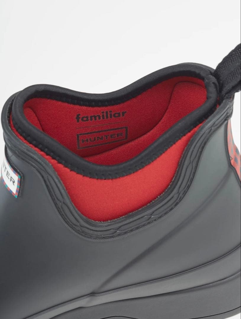 familiar HUNTER ブラック/レッド レインブーツ