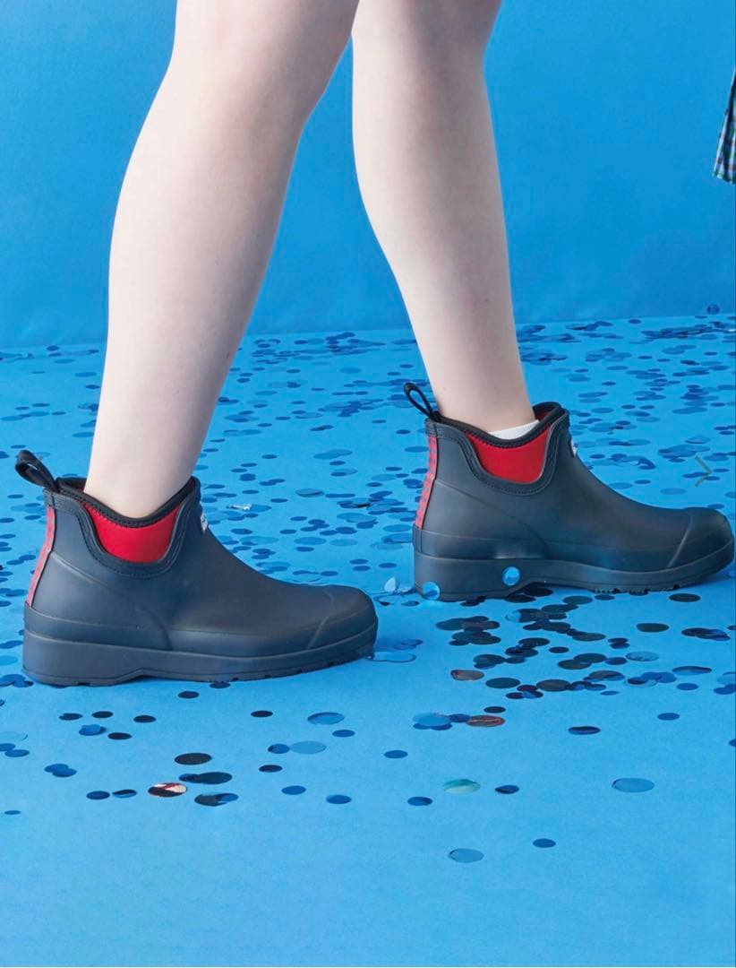 familiar HUNTER ブラック/レッド レインブーツ