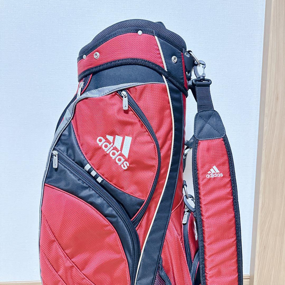 美品 adidas キャディバッグ 9.5型 6分割 軽量 レッド アディダス