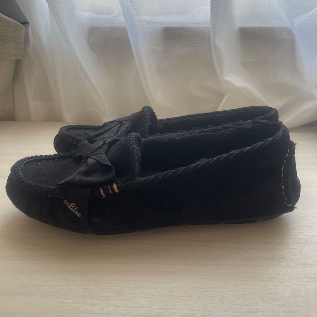 【LANVIN en Bleu】リボンモカシン 24cm ブラック 【美品】