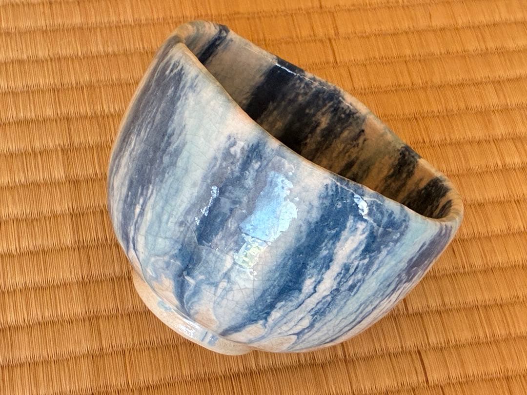 茶道具　楽焼『流水茶碗』　7代目和楽 作