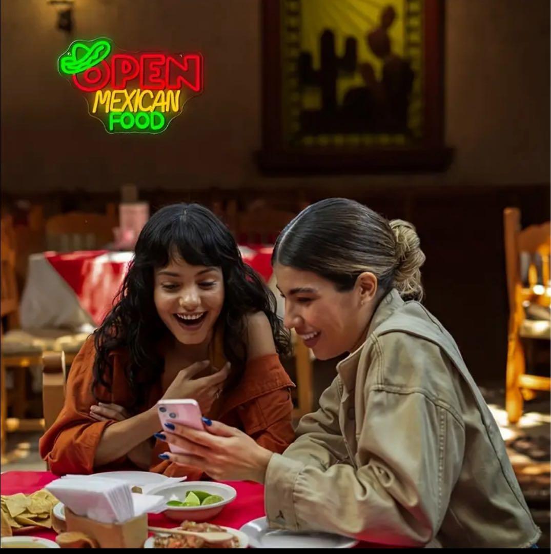 新品 LED ネオンサイン OPEN メキシカンフード USB式 店舗用 看板