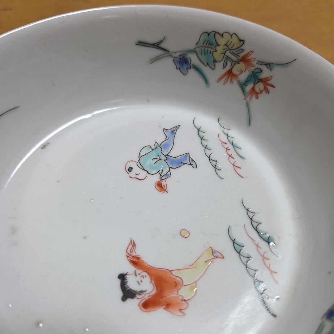 江戸中期　色絵柿右衛門唐子花図鉢（向付け）