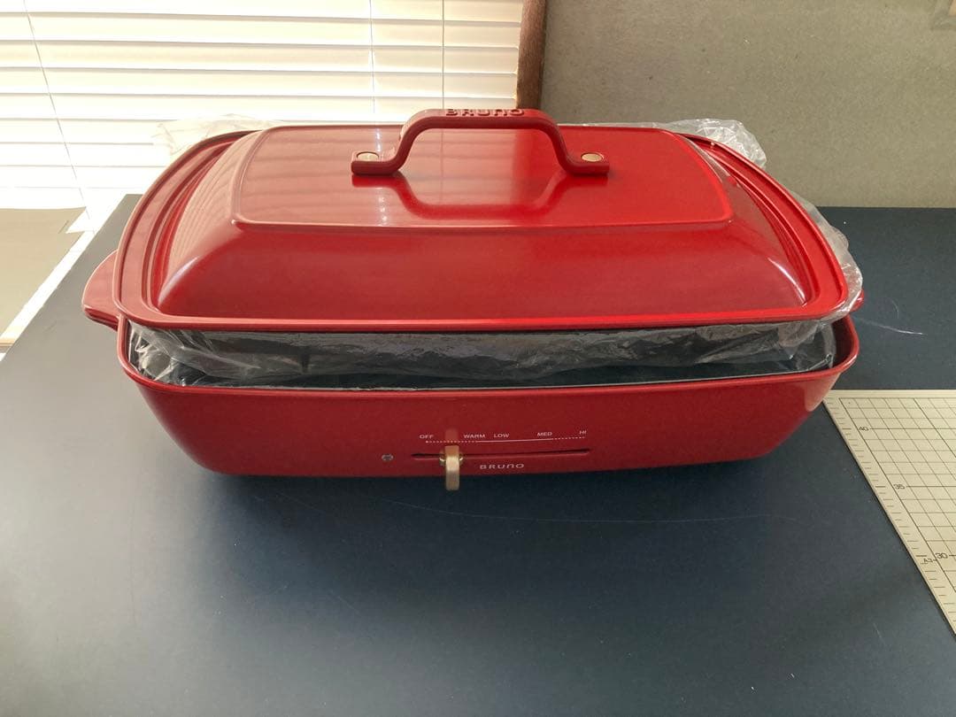 BRUNO ホットプレート レッド 蓋付き