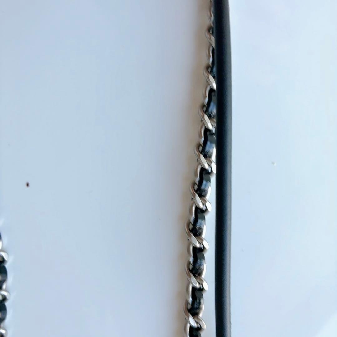 【Y】シャネル22 miniミニ 黒 シルバーロゴ ストラップ