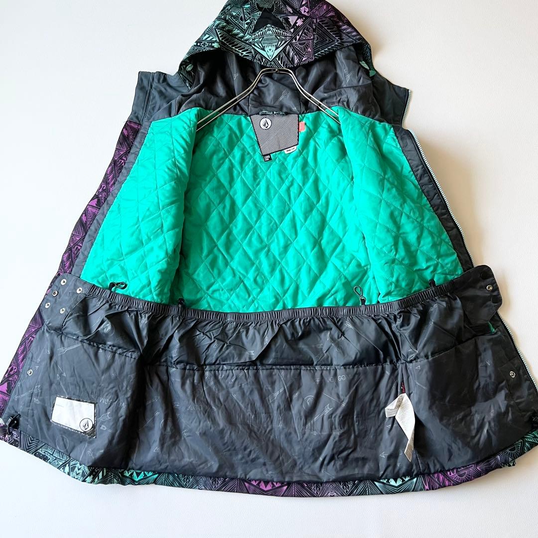 3281【美品】ボルコム　ジャケット 総柄 中綿入り スノボウェア レディース
