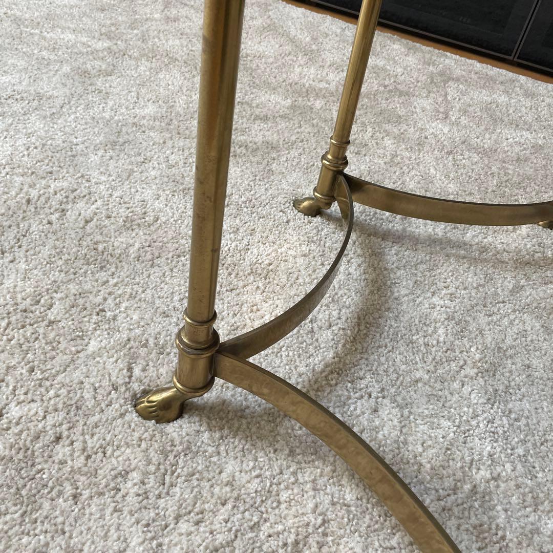 ガラス ゴールド テーブル リビングテーブル 机 真鍮？ アンティーク 高級