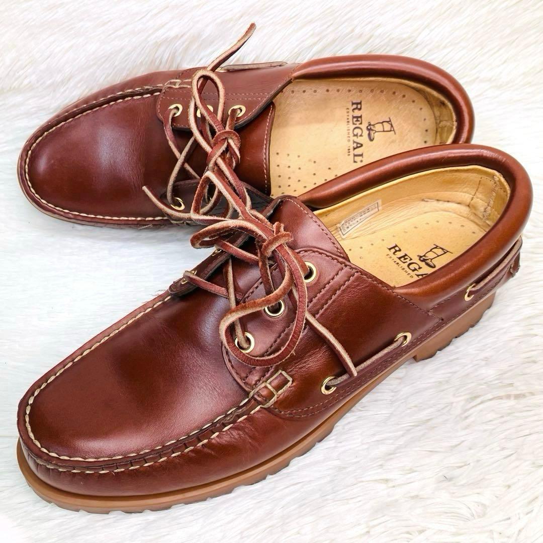 【極美品】REGAL26.5リーガル 3eye JE38 デッキシューズ レザー
