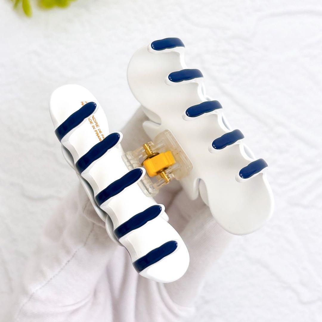 希少美品 Alexandre De Paris カメリア ヘアクリップ ネイビー