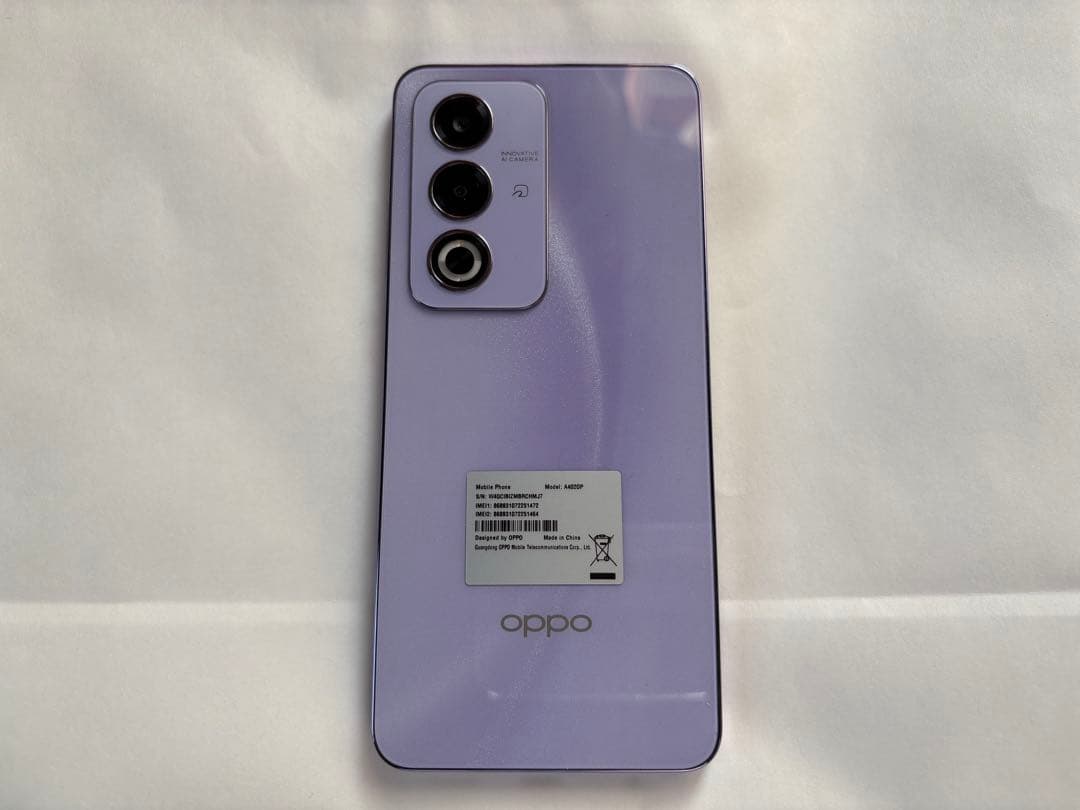 【ほぼ新品】SIMフリー OPPO A3 5G パープル｜傷なし｜動作確認のみ