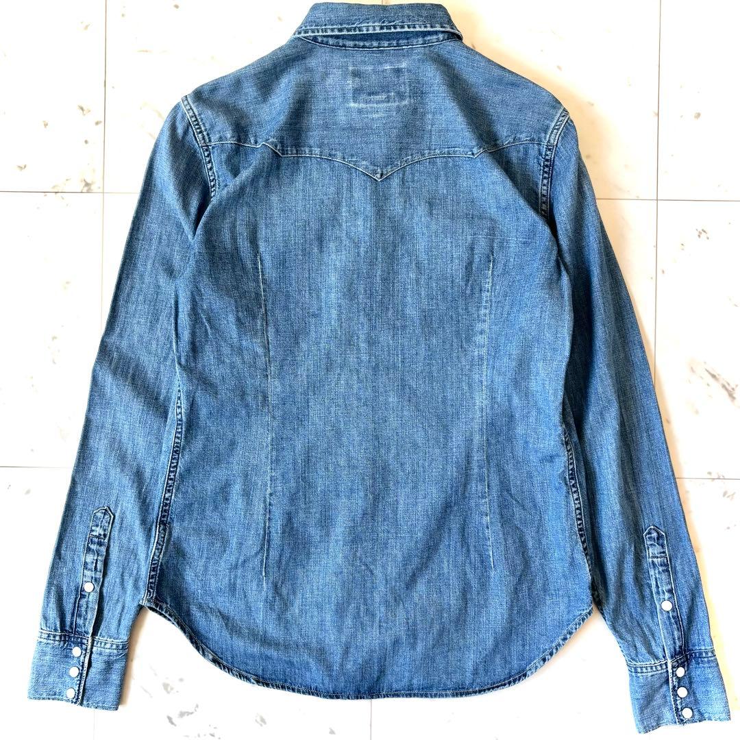 美品　ポロラルフローレン　ウエスタンデニムシャツ　パールボタン　ライトブルー