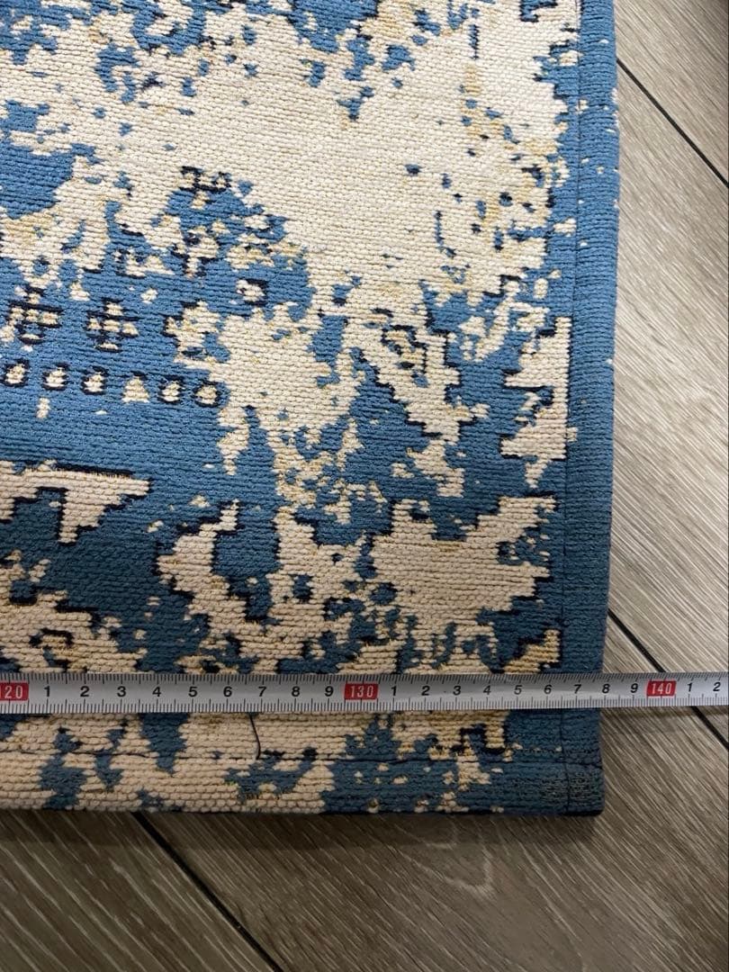 unico ラグ 青 クリーム 200×140（cm） モロッカン ヴィンテージ