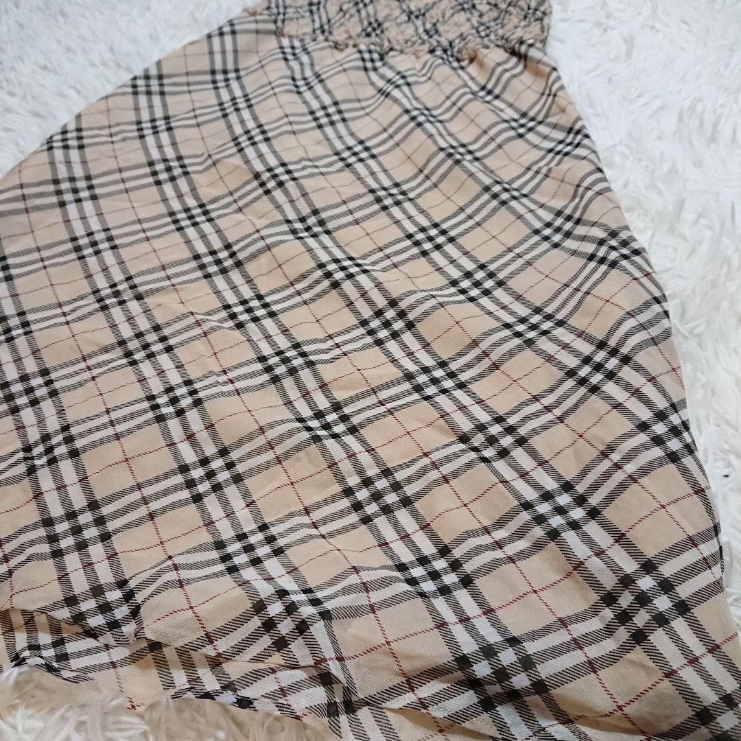 バーバリーブルーレーベル　ノバチェックキャミソール　チュニック Aラインスカート