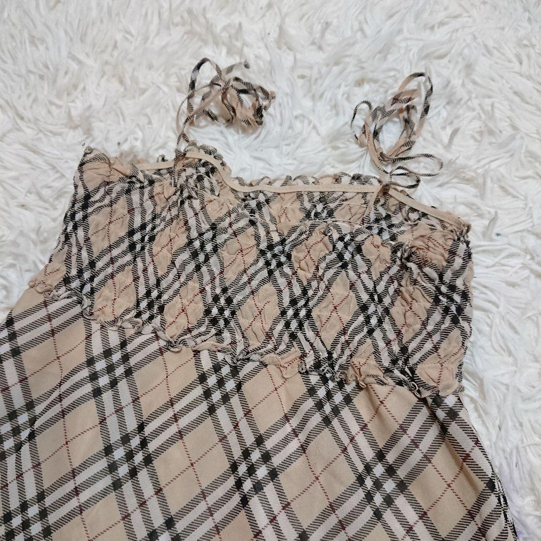 バーバリーブルーレーベル　ノバチェックキャミソール　チュニック Aラインスカート