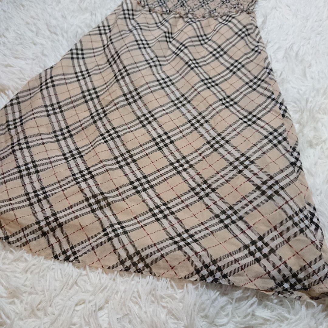 バーバリーブルーレーベル　ノバチェックキャミソール　チュニック Aラインスカート