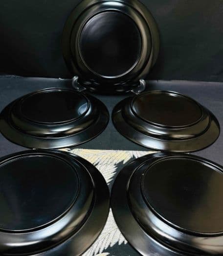 木製金箔絵皿 5枚セット