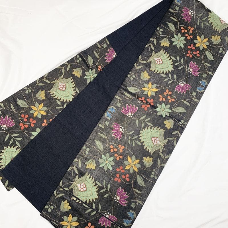 409my100◆勝山織物 植物文 袋帯 更紗 金銀糸◆美品