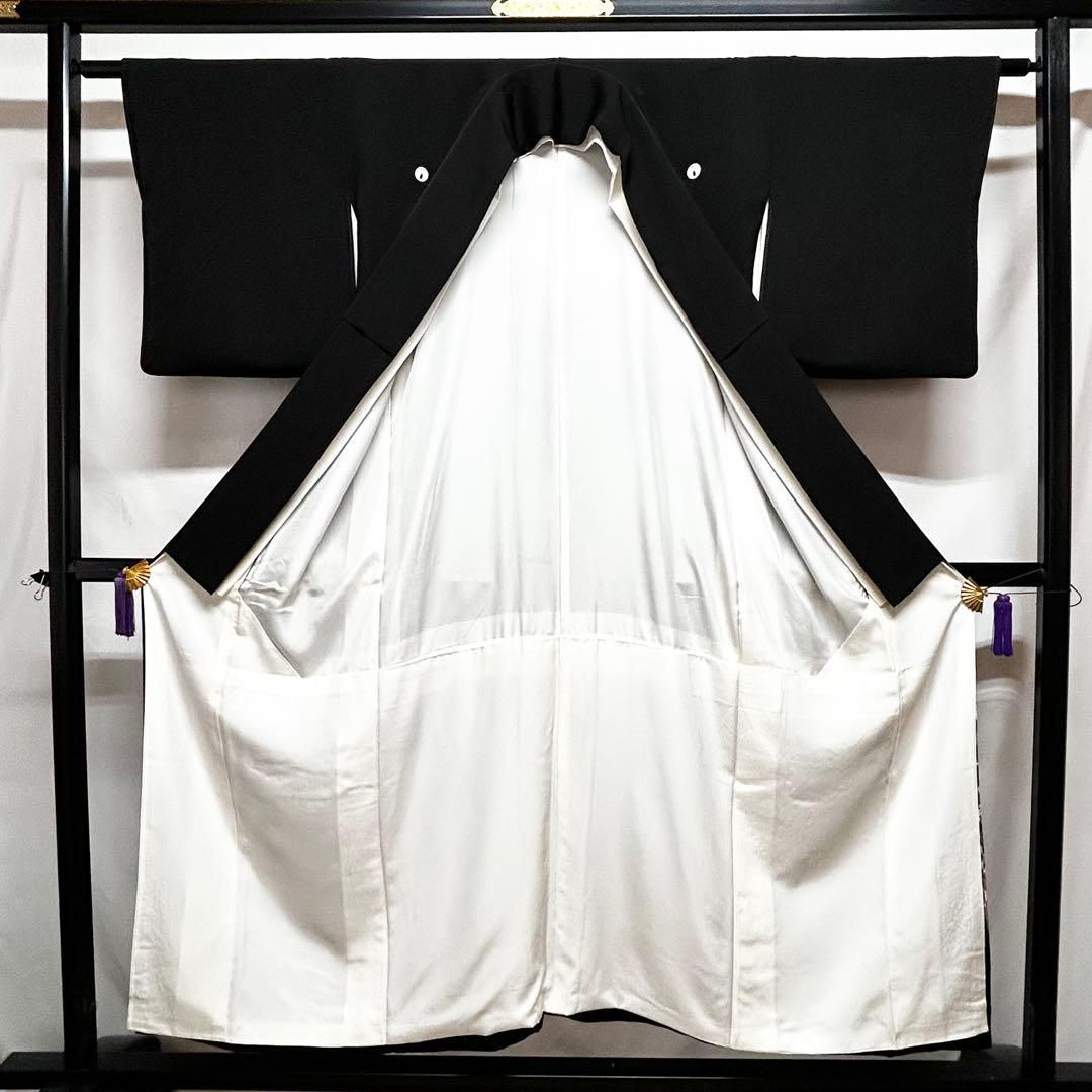 【656】辻が花•鶴 文様 金駒刺繍入り 黒留袖