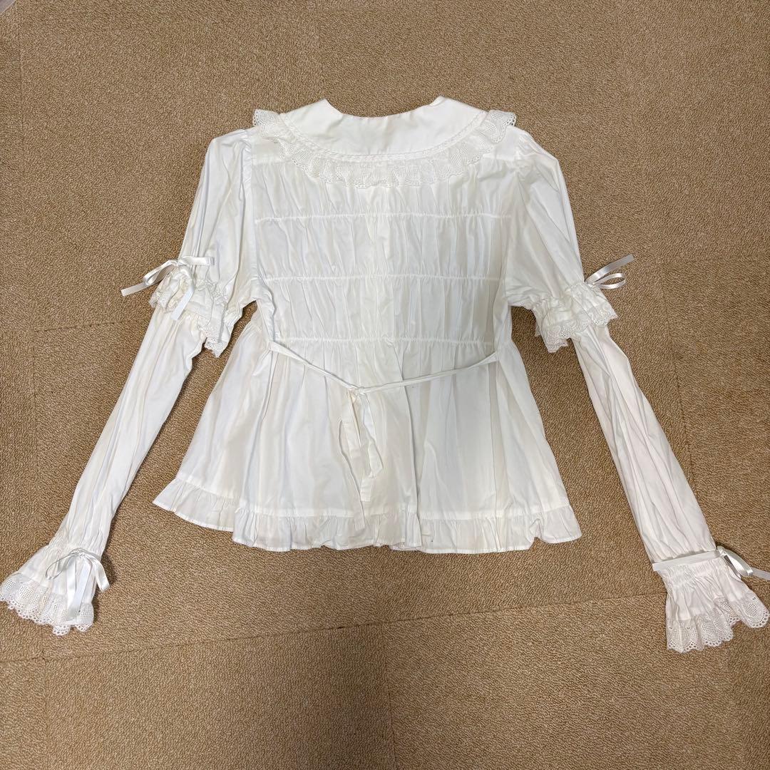 袖取り外しベビードールブラウス　オフ白