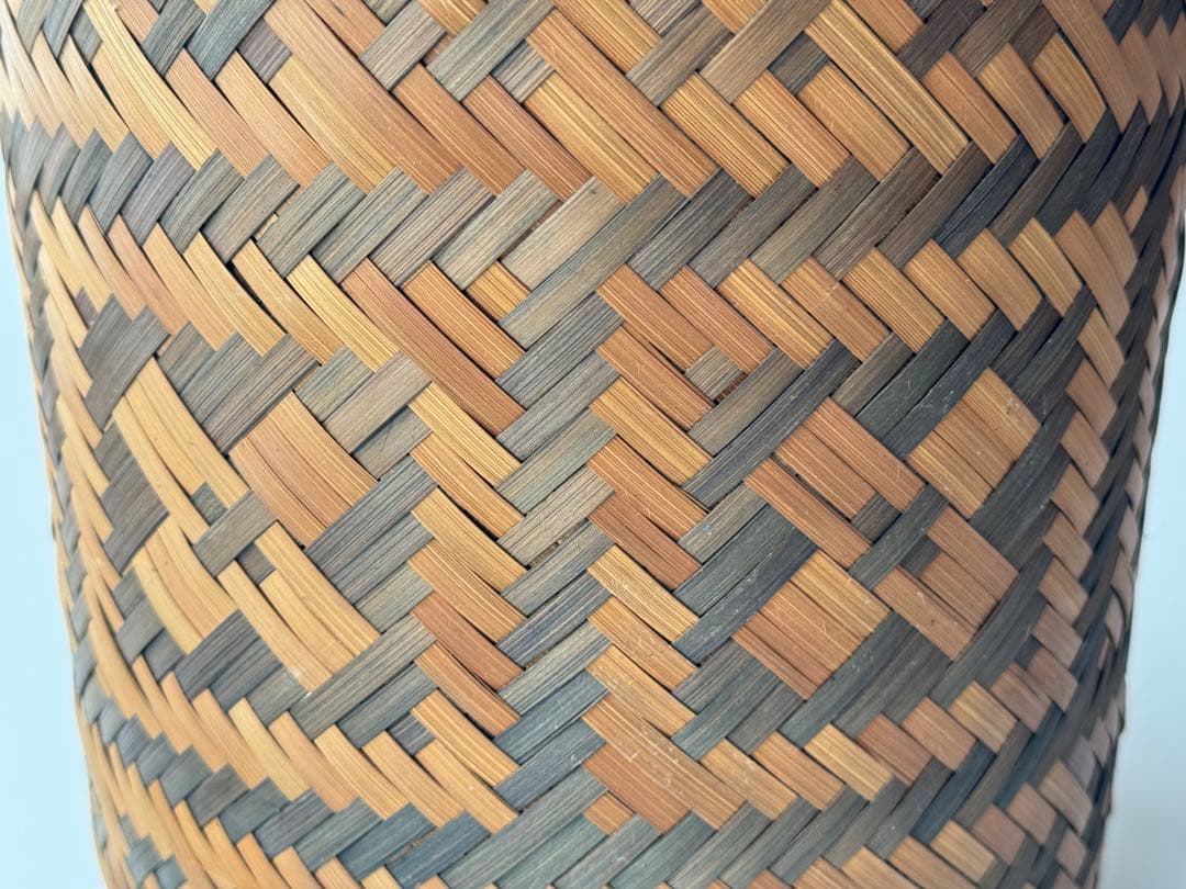 ヴィンテージ 民藝 幾何学模様 ダストボックス バスケット 古道具