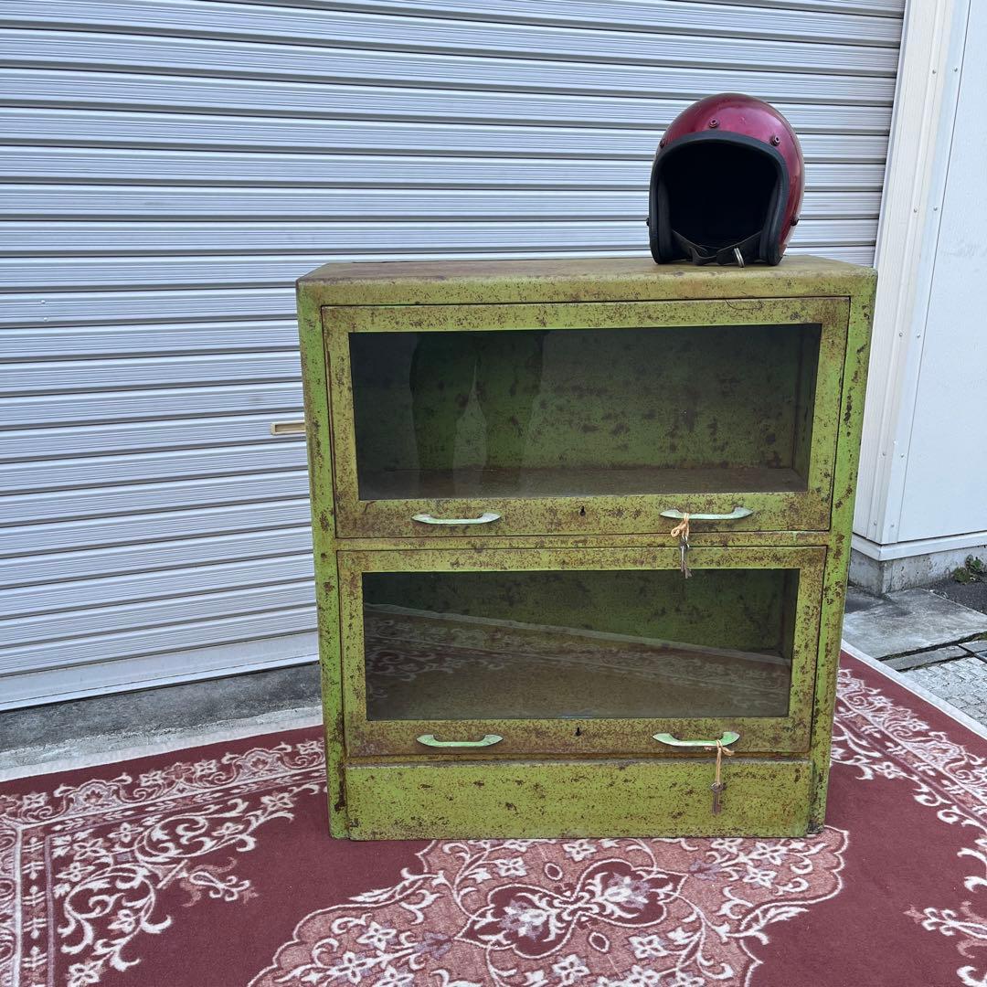 インダストリアル工業系◾️シャビーな風合い 2段キャビネット 整理棚/ レコード棚