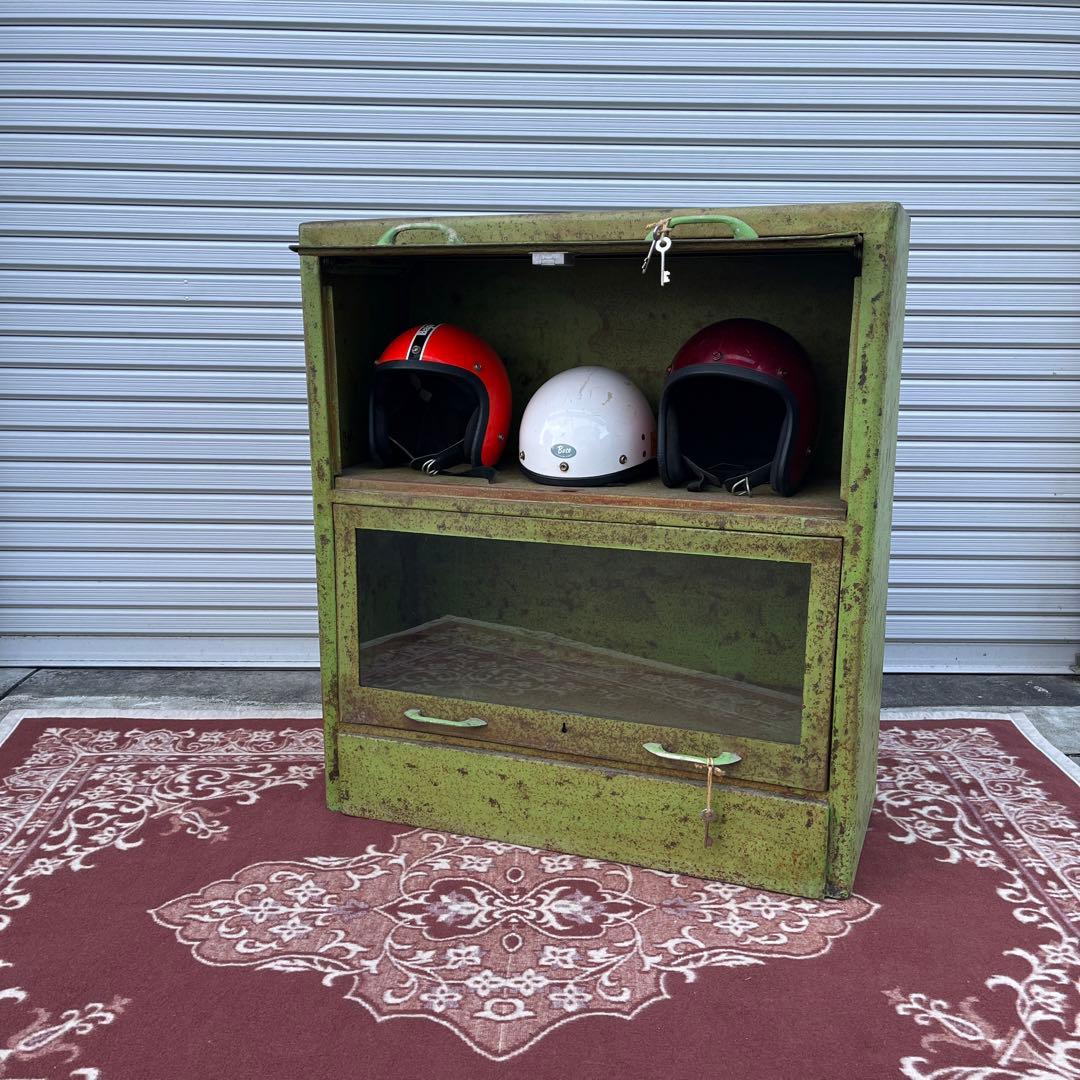 インダストリアル工業系◾️シャビーな風合い 2段キャビネット 整理棚/ レコード棚