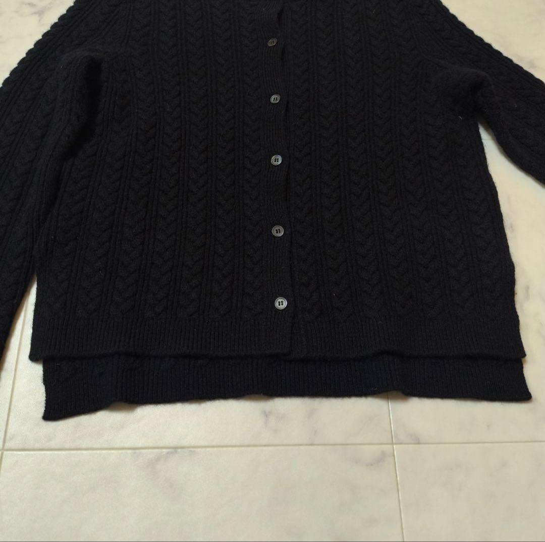 miu miu ブラック ケーブルニットカーディガン