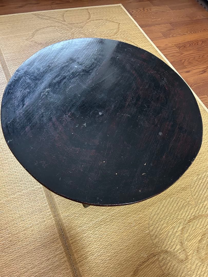 【古民家、和風アンティーク】ちゃぶ台　丸　漆塗り約75cm
