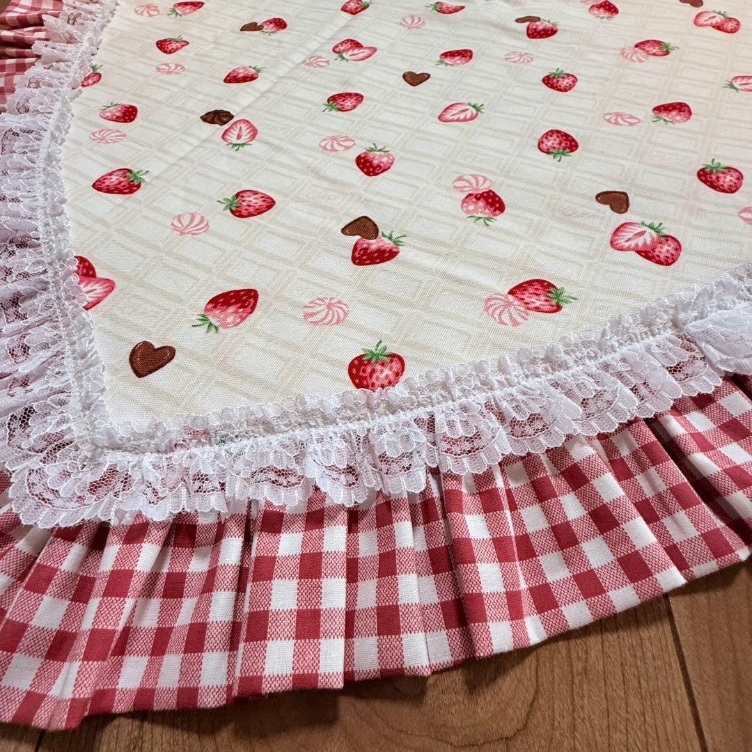 カフェマット　ハート　いちごチョコ　ハンドメイド