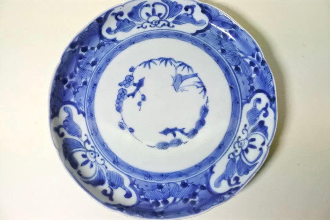 江戸中期〜後期　伊万里　染付　中皿　骨董品　アンティーク　h
