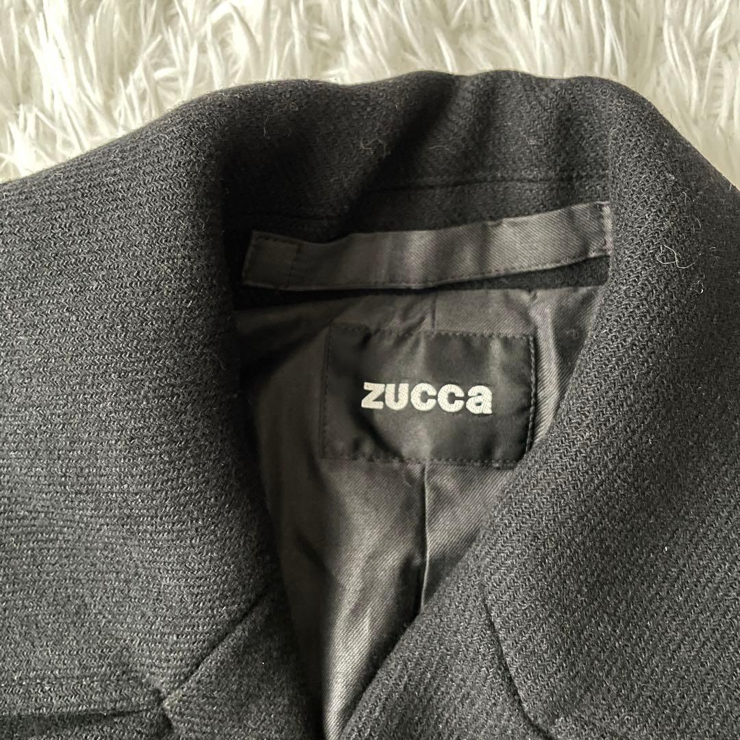 ZUCCA ズッカ　ダッフルウール Pコート ピーコート　ブラック　S
